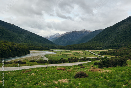 landscape in the mountains in new zealand