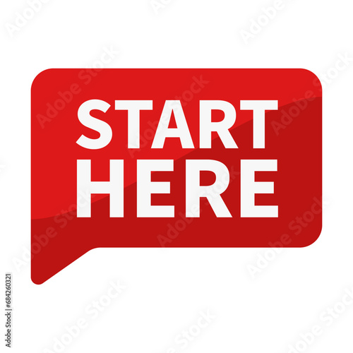 Start Here In Red Rectangle Shape For Promotion Business Marketing

