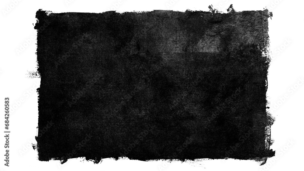 Black grunge rectangle background made from paint roller marks isolated on transparent background - obrazy, fototapety, plakaty 