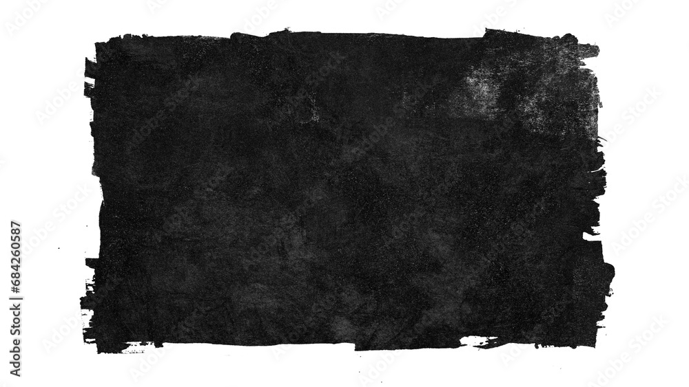 Black grunge rectangle banner made from paint roller marks on transparent background - obrazy, fototapety, plakaty 