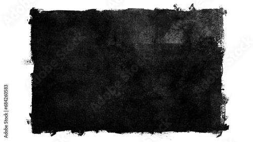 Black grunge rectangle background made from paint roller marks isolated on transparent background