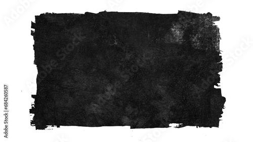 Black grunge rectangle banner made from paint roller marks on transparent background photo