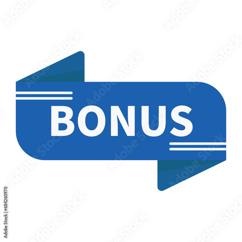 Bonus In Blue Rectangle Ribbon Shape For Sale Promotion Business Marketing

