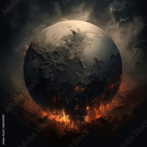 the destruction of earth from space, dark and damage