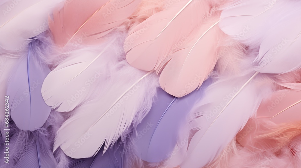 Fototapeta premium Colorful feather background, generative ai