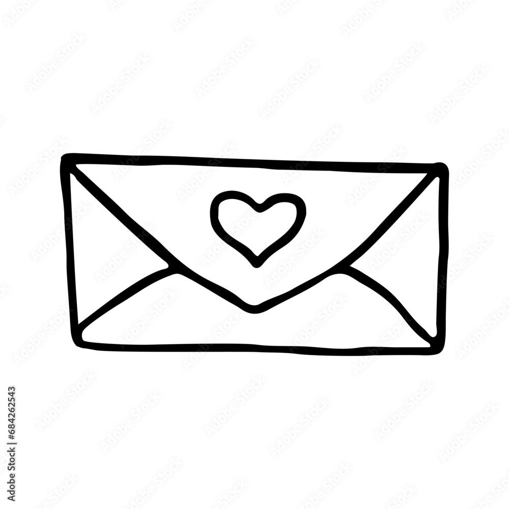 Love letter doodle style vector illustration isolated on white background. Love letter doodle style vector illustration isolated on white background.
