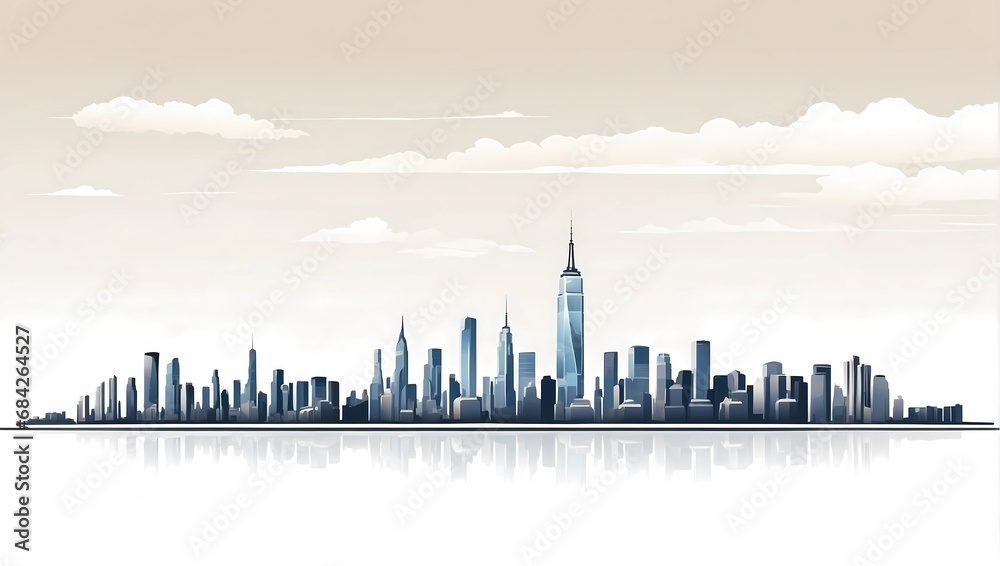New York city skyline panorama . minimalist illustration art