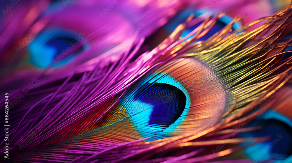 Naklejka premium Peacock feather iridescent colors iridescent