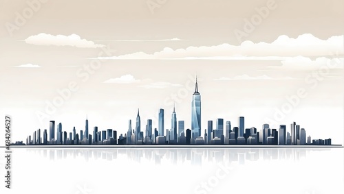New York city skyline panorama . minimalist illustration art