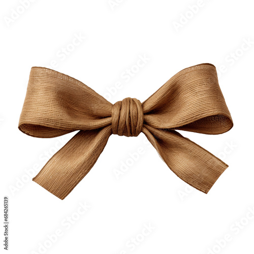 Burlap bow or twine bow isolated on a transparent background, crafted or hand-made twine bow, bowtie, necktie PNG