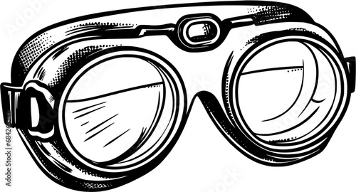 Ski Snow Goggles Vintage Outline Icon In Hand-drawn Style