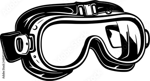 Ski Snow Goggles Vintage Outline Icon In Hand-drawn Style