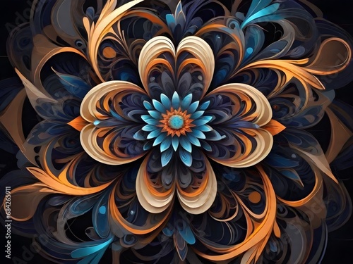 Beautiful fractal flower on black background. Digital artwork for creative graphic design., Ai Generative Image Free Photo / abstract floral background 