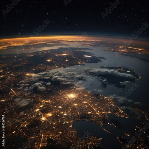 the planet earth from space in the night