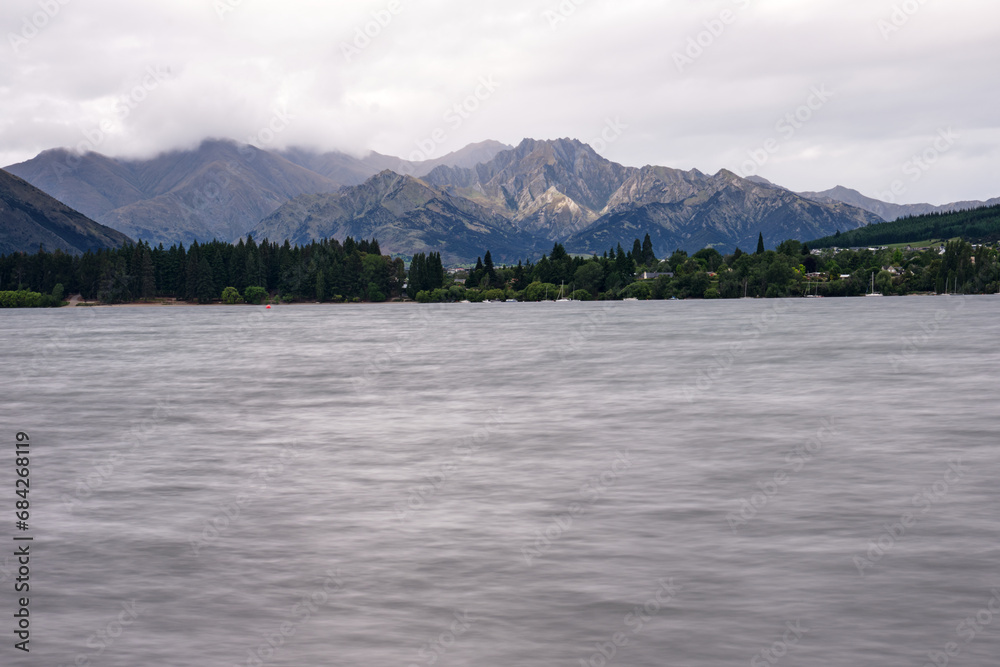 lake and mountains in wanaka, new zealand