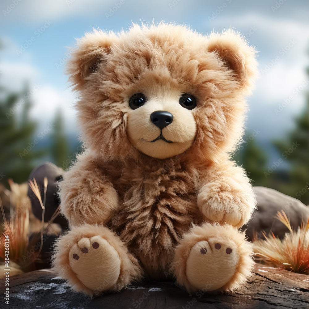 Cheerful Teddy Bear Enjoying the Outdoors Cheerful Teddy Bear Enjoying the Outdoors