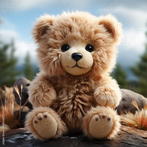 Cheerful Teddy Bear Enjoying the Outdoors © jockermax3d