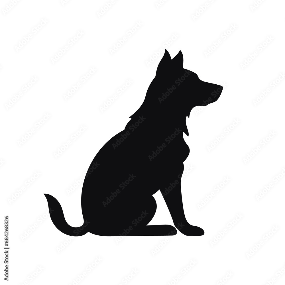 A silhouette dog black and white vector art clip