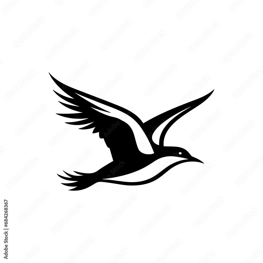 A silhouette bird black and white logo vector art clip A silhouette bird black and white logo vector art clip