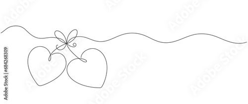 Two heart line art style vector illustration