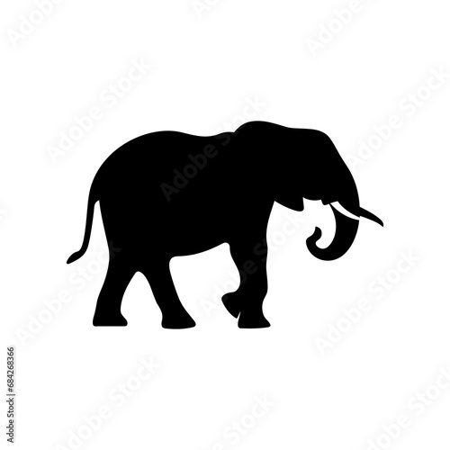 A silhouette elephant black and white vector art clip