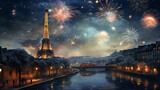christmas celebration in paris city at night