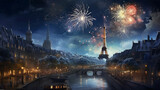 christmas celebration in paris city at night