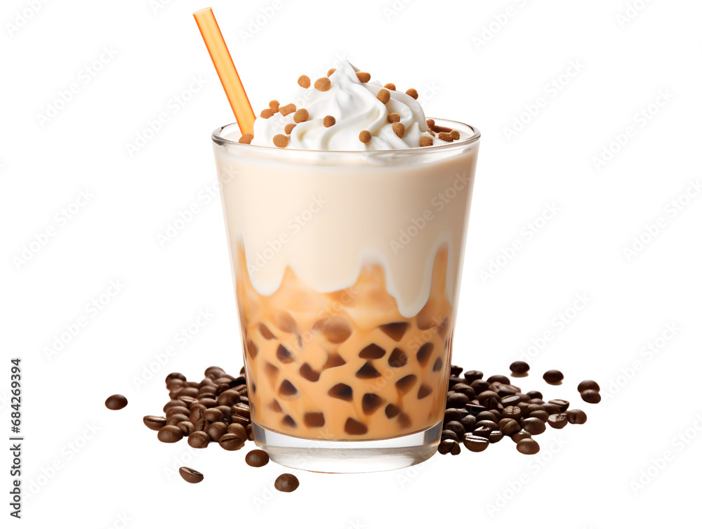 Delicious Bubble Tea with Tapioca Pearls, isolated on a transparent or white background Delicious Bubble Tea with Tapioca Pearls, isolated on a transparent or white background