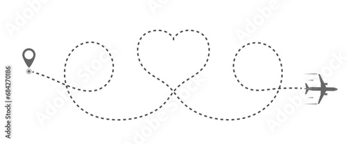 plane's course line describes the shape of the heart