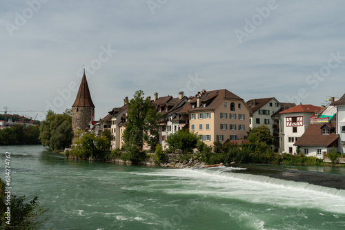 Reuss river in Bremgarten in Switzerland