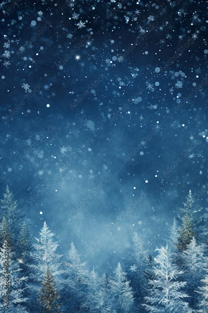 custom made wallpaper toronto digitalBlue Christmas background with fir trees, snowflakes and empty space. Copy space for your text. Merry Xmas, Happy New Year. Festive vertical backdrop.