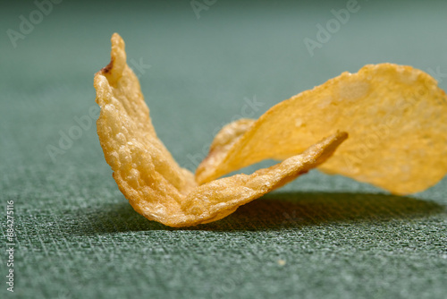 potato chips on the green texture