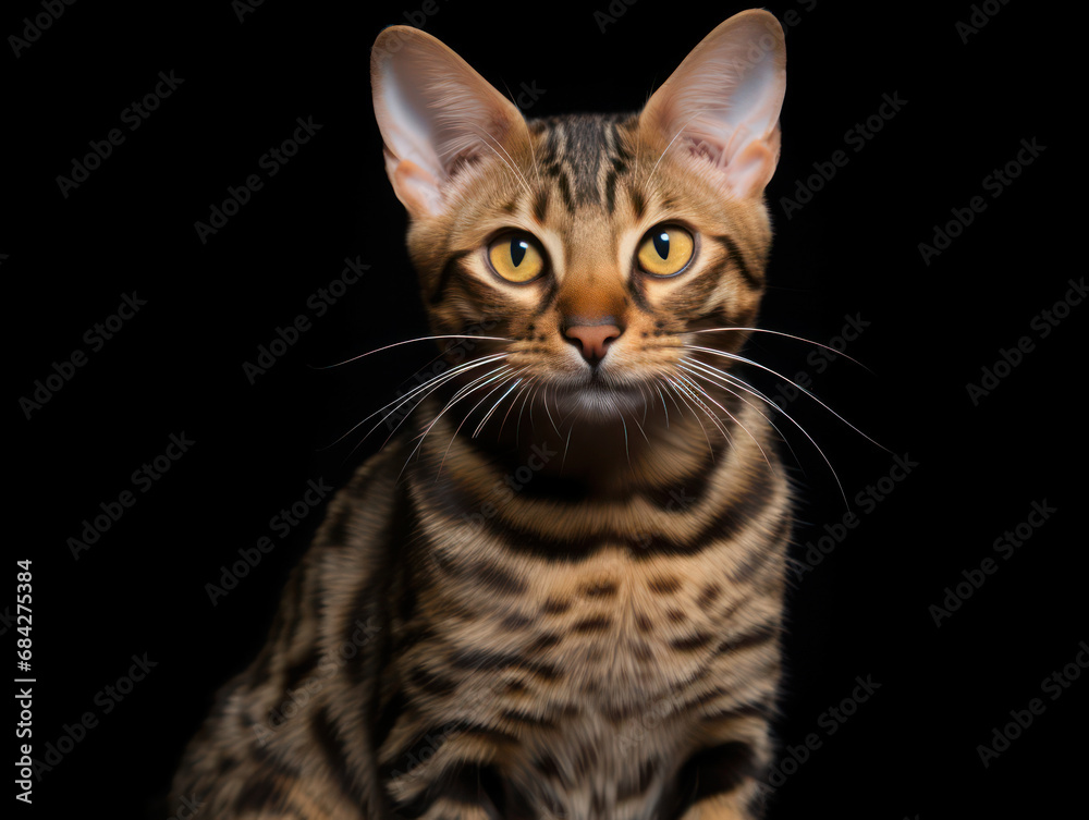 Ocicat Cat, Studio Shot Isolated on Clear Background, Generative AI Ocicat Cat, Studio Shot Isolated on Clear Background, Generative AI