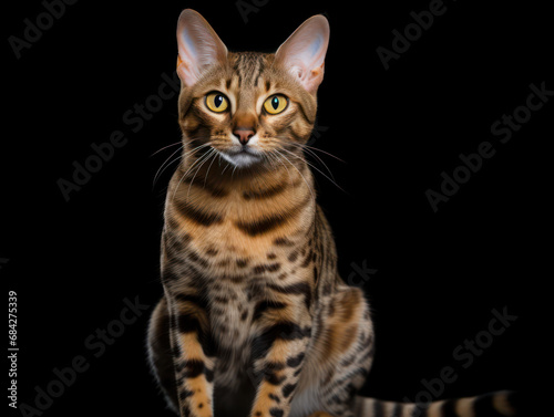 Ocicat Cat, Studio Shot Isolated on Clear Background, Generative AI