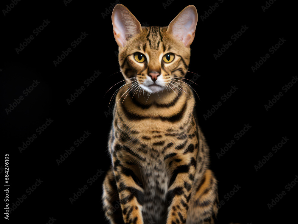 Savannah Cat, Studio Shot Isolated on Clear Background, Generative AI Savannah Cat, Studio Shot Isolated on Clear Background, Generative AI