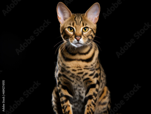 Savannah Cat, Studio Shot Isolated on Clear Background, Generative AI