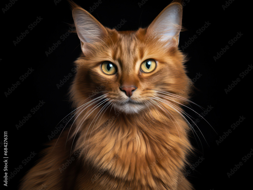 Somali Cat, Studio Shot Isolated on Clear Background, Generative AI Somali Cat, Studio Shot Isolated on Clear Background, Generative AI