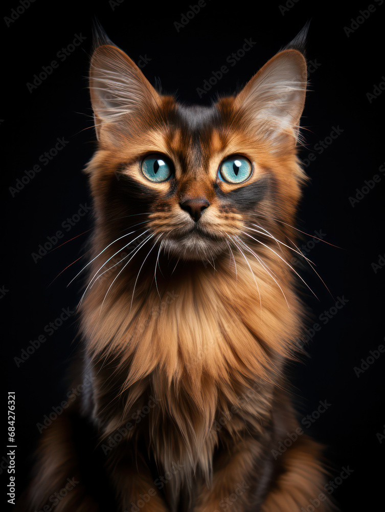 Somali Cat, Studio Shot Isolated on Clear Background, Generative AI Somali Cat, Studio Shot Isolated on Clear Background, Generative AI