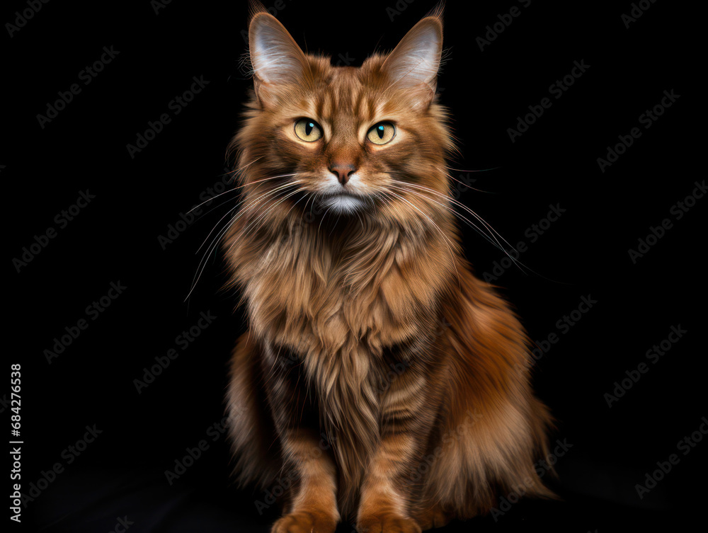 Somali Cat, Studio Shot Isolated on Clear Background, Generative AI Somali Cat, Studio Shot Isolated on Clear Background, Generative AI