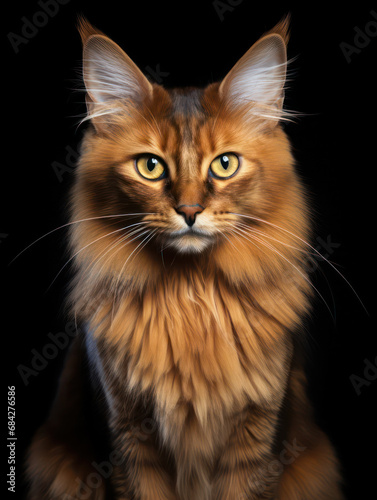 Somali Cat, Studio Shot Isolated on Clear Background, Generative AI