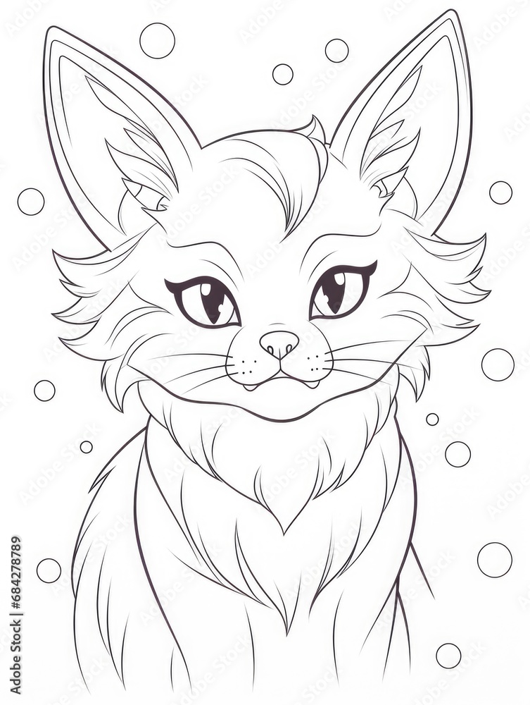 Obraz premium A black and white drawing of a cat.