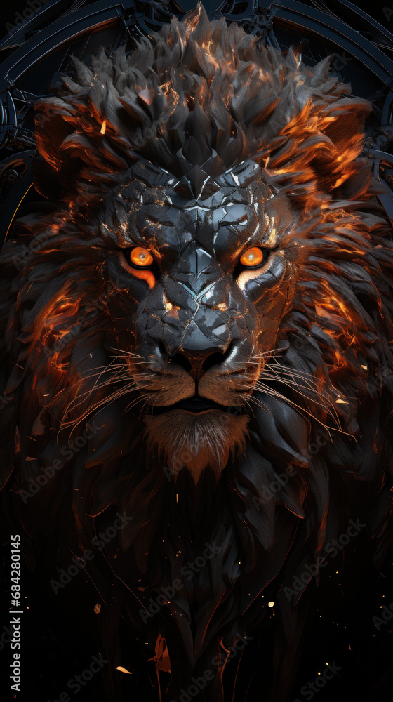 Lion for modern poster or tattoo.Electricity and fire Lion for modern poster or tattoo.Electricity and fire