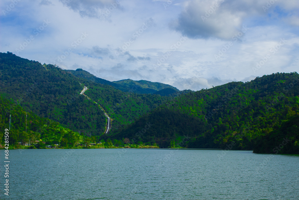 lake and mountains