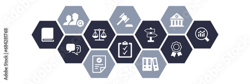 Compliance icon concept: corporate mission ,compliance policy , ethical management values connected icons , vector illustration.