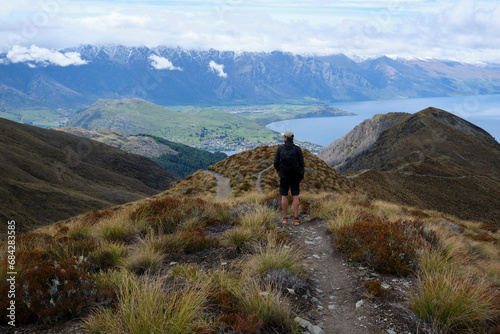 One person hiking in the mountains around queenstown, new zealand © Nicolas