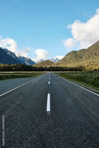 road to the mountains in new zealand