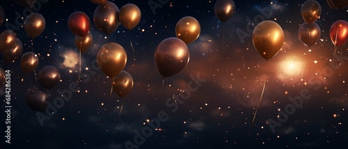 Balloons and stars with copy space. create using a generative ai tool 