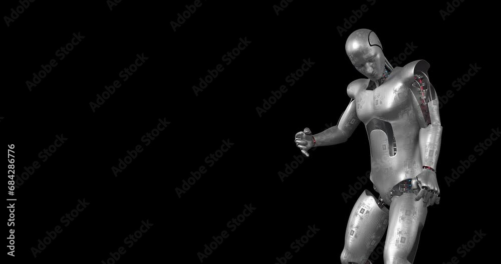 Crazy AI Robot Dancing. Making Headbanging. Alpha Channel. Technology Related 3D Animation. Crazy AI Robot Dancing. Making Headbanging. Alpha Channel. Technology Related 3D Animation.