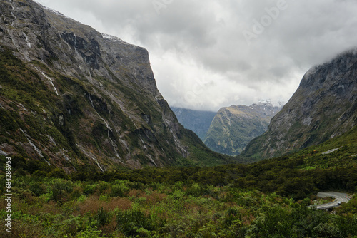 landscape with mountains in new zealand