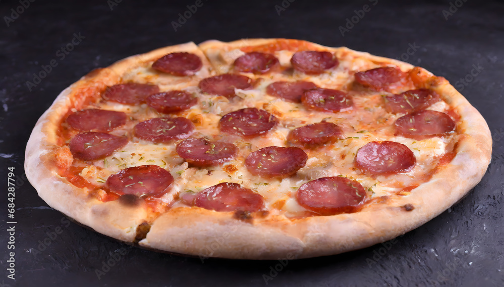 salami, pizza, anlasser, board, closeup, makro